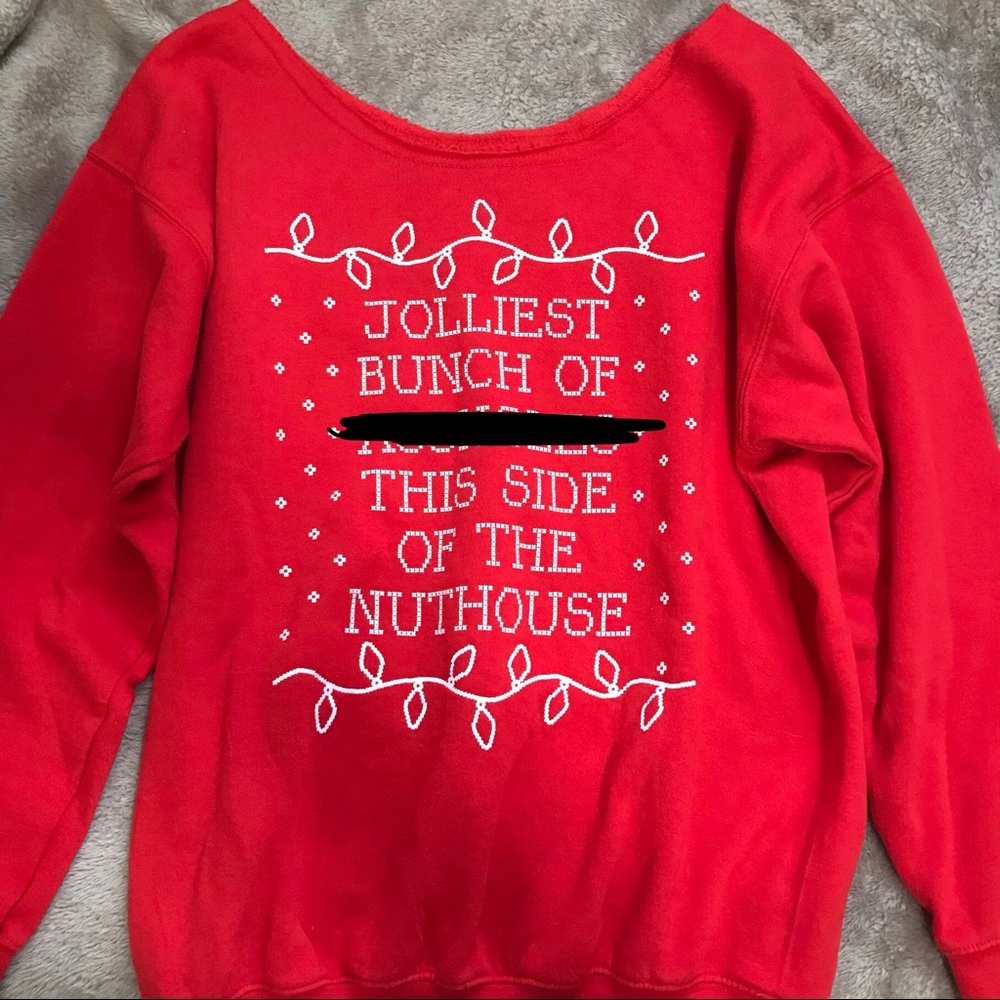 Jolliest Bunch Off the shoulder Sweatershirt